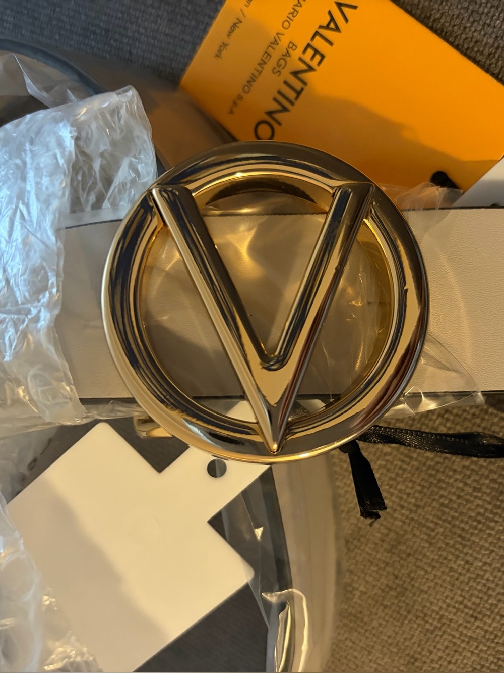 NWT- Valentino Gold V-Logo Decorative Belt Buckle